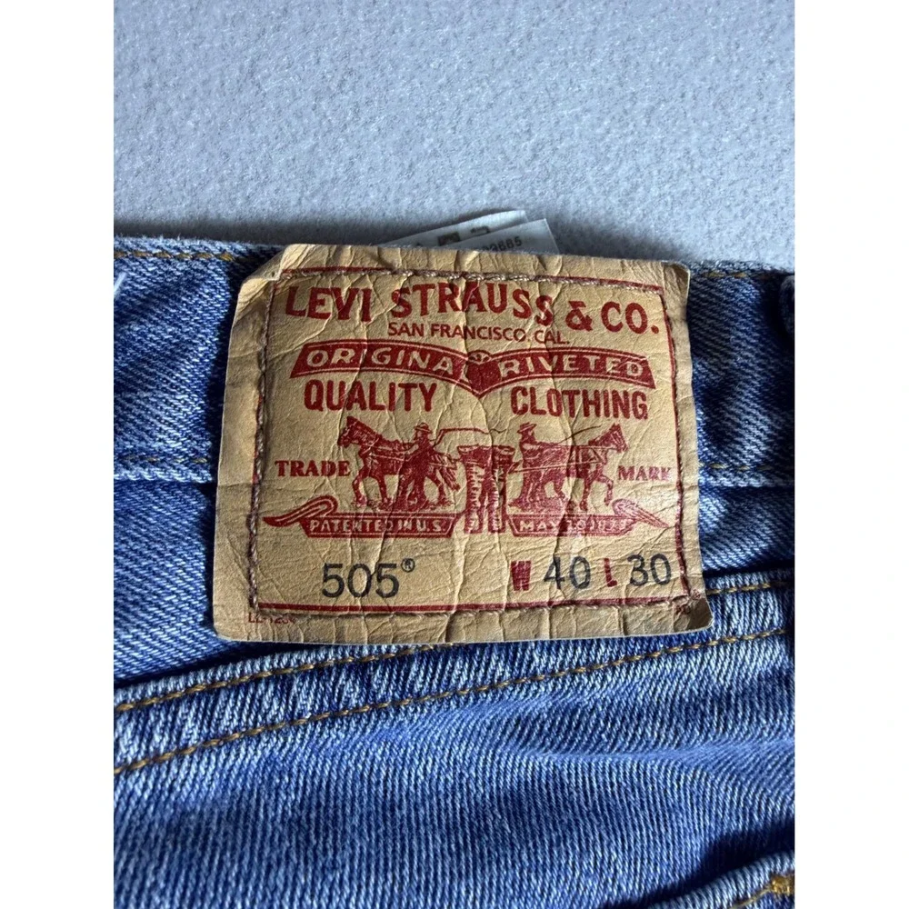 y2k Levis 505 Straight Fit Mens Jeans 40x30 Medium Wash Blue Denim 100% Cotton